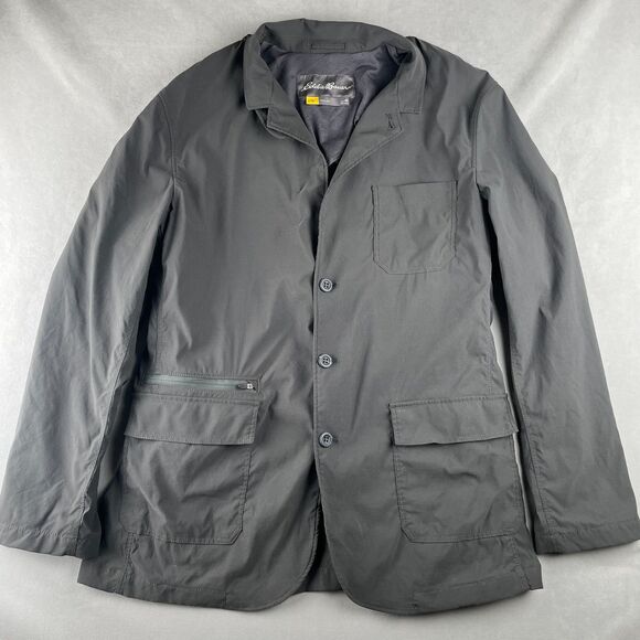 Eddie Bauer Travex Blazer Mens 46 Gray Tech Travel Sport Coat 3 Button Stretch - Picture 1 of 9